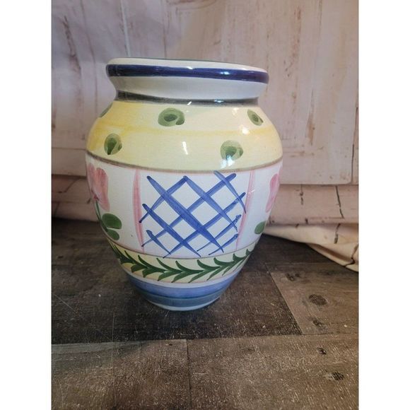 Large ceramic floral painted vase Vine dot Decor home - Picture 3 of 6